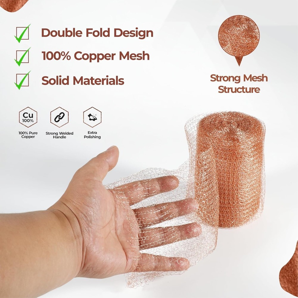 Copper Mesh Rodent Control, 5in x 36ft- Rustproof Copper Mesh Roll for Rodent...