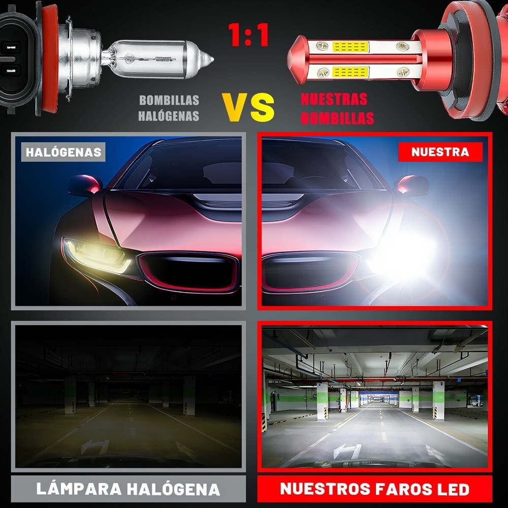 9012 HIR2 LED Headlight Bulbs Kit High Low Beam Super Bright 10000K Combo White