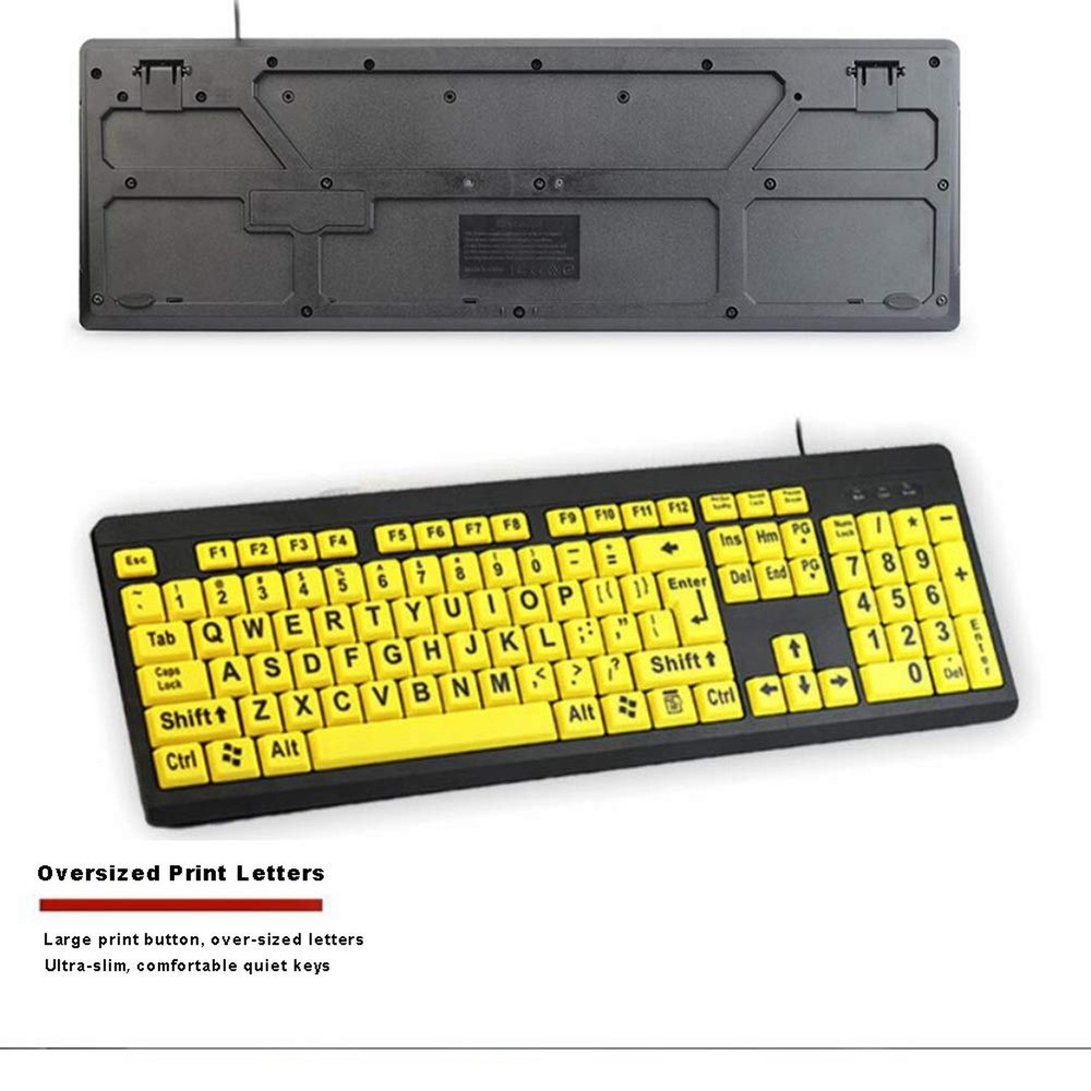 Large Print Computer Keyboard, Wired USB High Contrast Keyboard with Oversize...