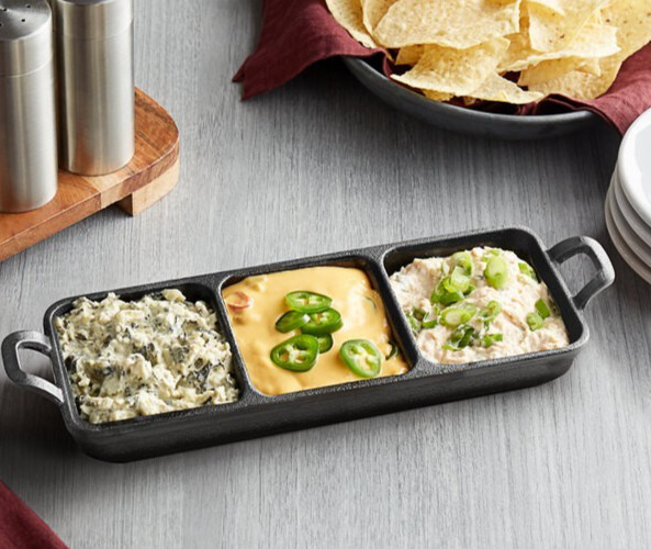 CARLOS By Carlos Santana Pair of 3-Compartment Cast Iron Rectangular Server **