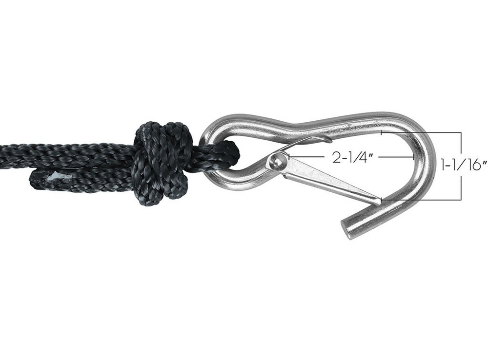 Extreme Max 3006.2027 BoatTector Solid Braid MFP Anchor Line/Hook 3/8"x50' Black