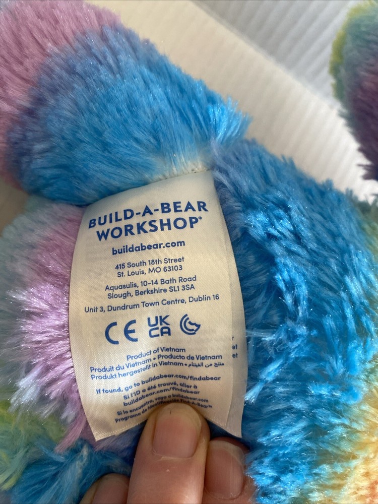 Build A Bear Workshop Rainbow Stripe Sparkle Bear 16” Plush Striped Stuffed Bear