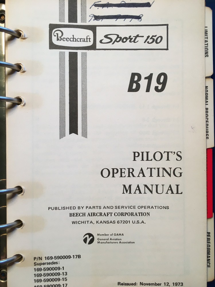 Beechcraft B-19, Sport 150 Pilot's Operating Manual
