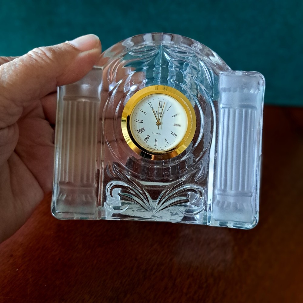 Mikasa Crystal Glass Desktop Clock 4x4 Under $20