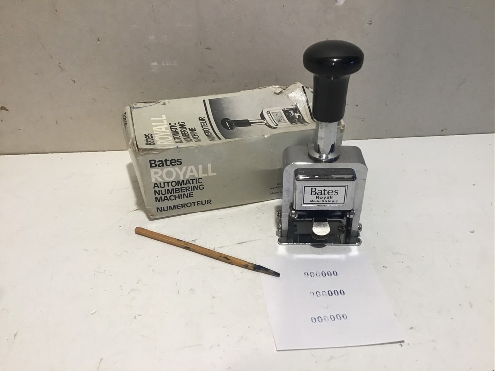 Vintage Bates Royall Automatic Numbering Machine # RNM6-7 With Box