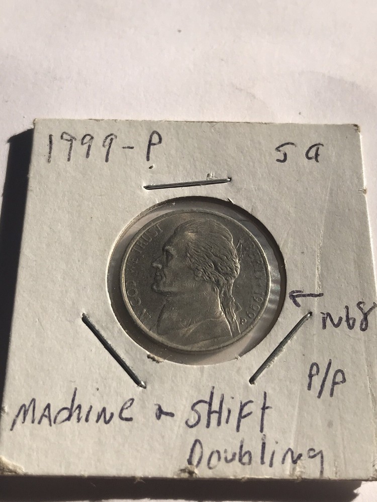 1999P Jefferson Nickel Shift Doubling