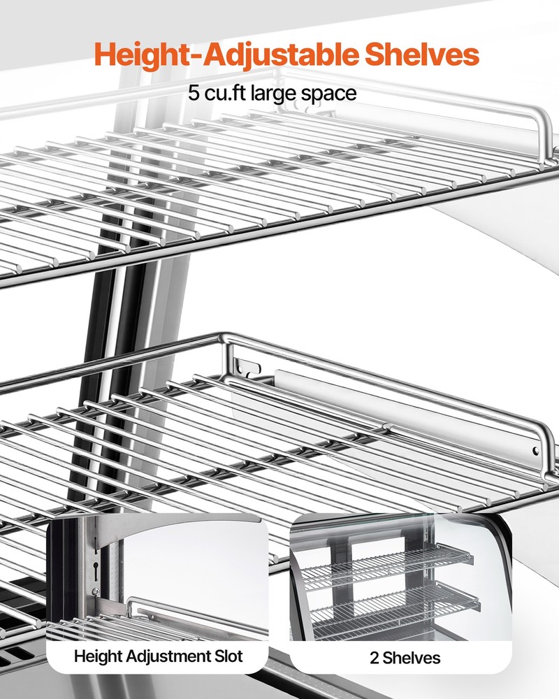 VEVOR Refrigerated Display Case Bakery Display Fridge Case 5 cu ft/145L 2-Tier