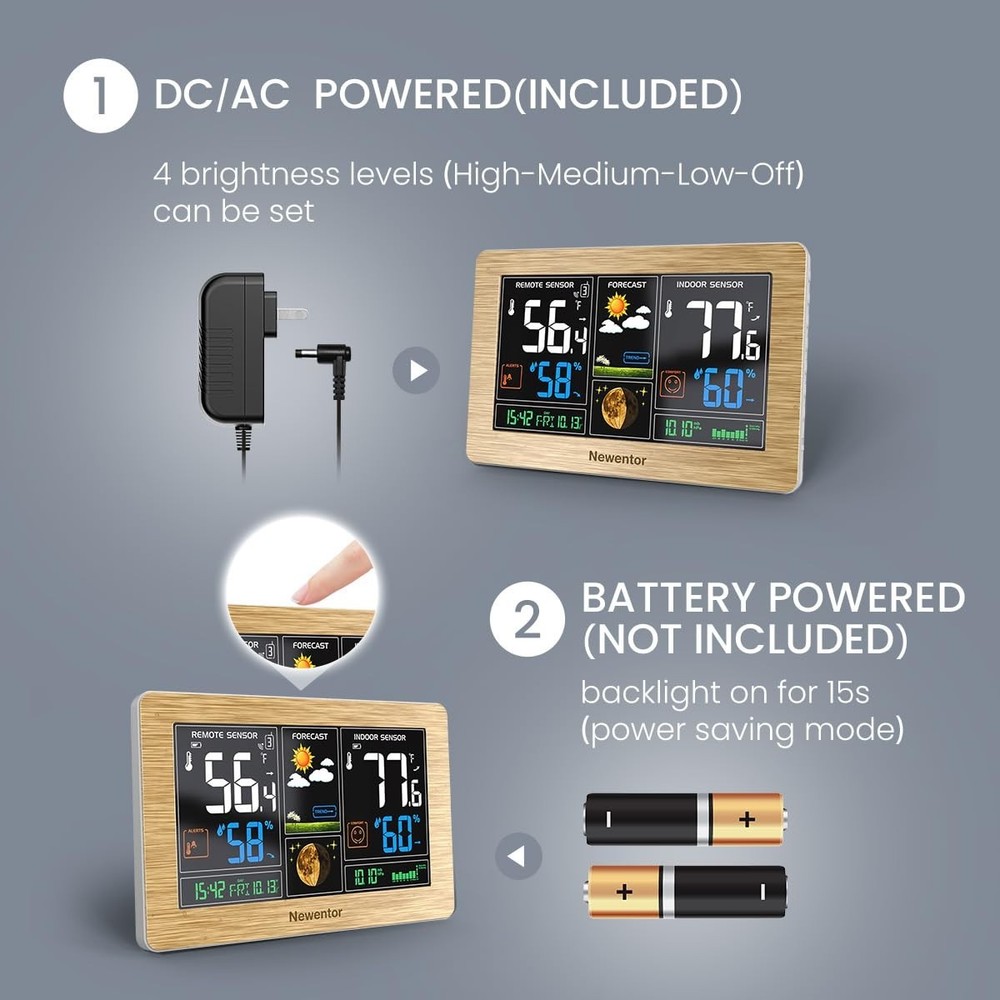 Wireless Weather Station with Adjustable Backlight and Remote Sensor Capability