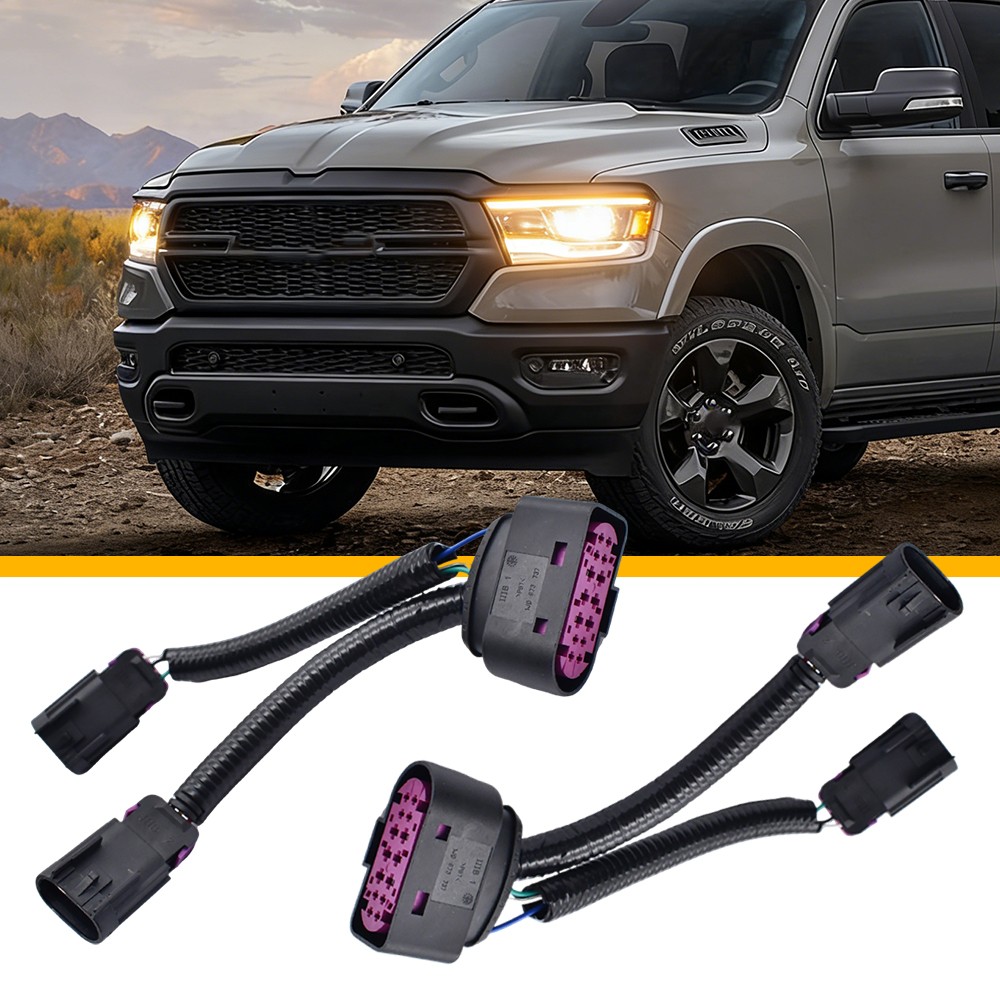 Conversion Quad Housing to Projector Headlight Wire Harnesses For Ram 2009-2018