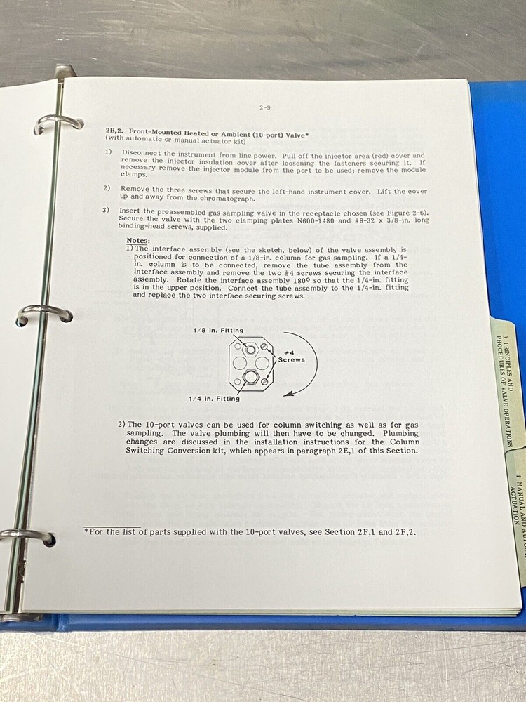 Perkin Elmer PE Sigma 2000/2100 Gas Sampling Valves - Users Guide / Manual