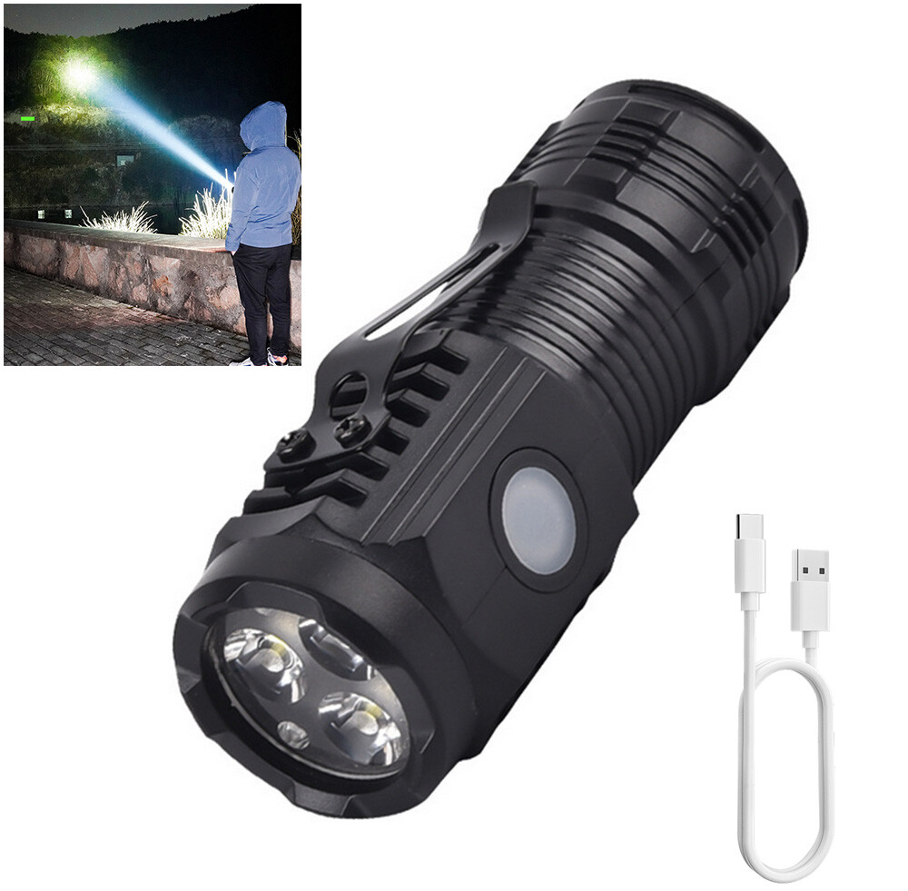 3-PACK Super Bright LED Mini Flashlight USB Rechargeable Pocket Keychain Torch