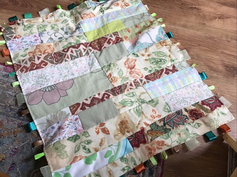 Large Handmade Blanket Taggie Blanket - Patchwork Greens