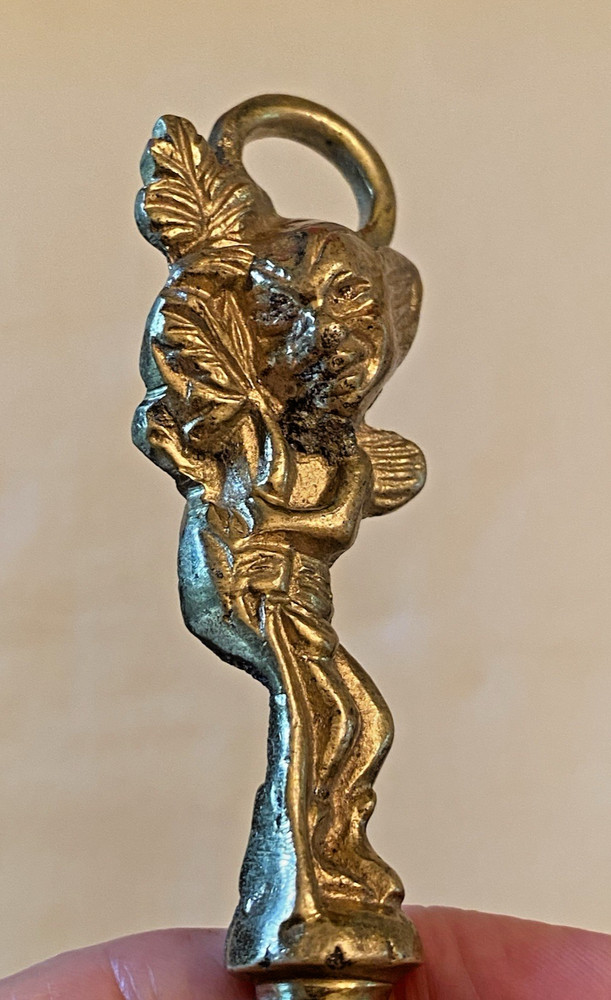 Vintage 1950's 4-Dimensional Brass PIXIE CORKSCREW with Hanging Ring