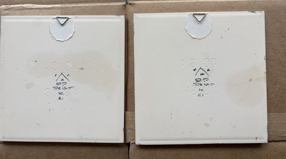 2 Delft Tiles Floral & Bird