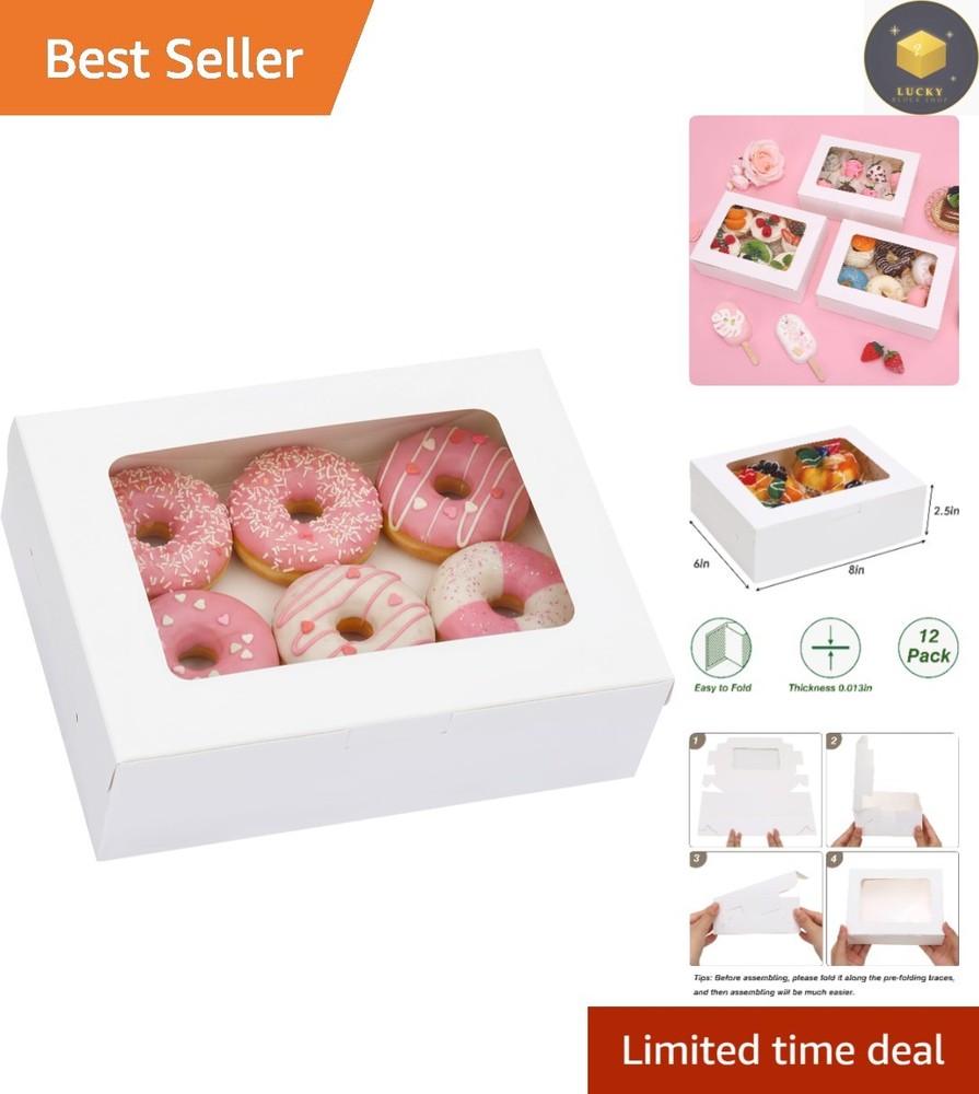 Foldable 12ct Cookie Boxes with Clear Window - Versatile Baking Essentials