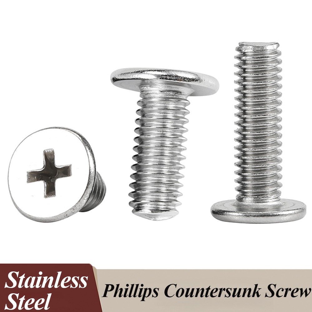 M8 Flat-head Phillips Countersunk Machine Screws A2/304 Stainless Steel White
