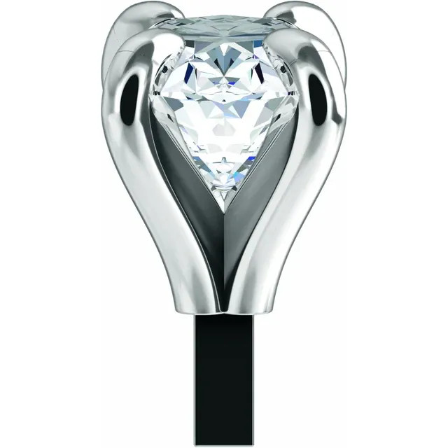 18K White Gold Unset Oval 4-Prong Pre Notched Claw Peg Setting
