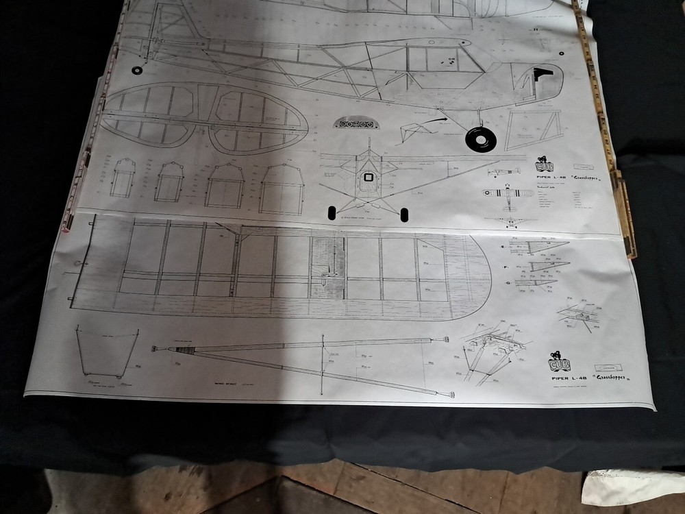 Model Airplane Large Printed Plan RC Scale Plane Drawing Piper L-4b P15