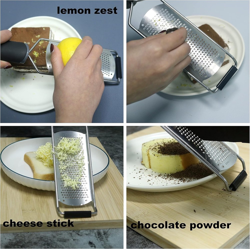 Stainless Steel Cheese Zester Grater with Handle, Handheld Kitchen Tool