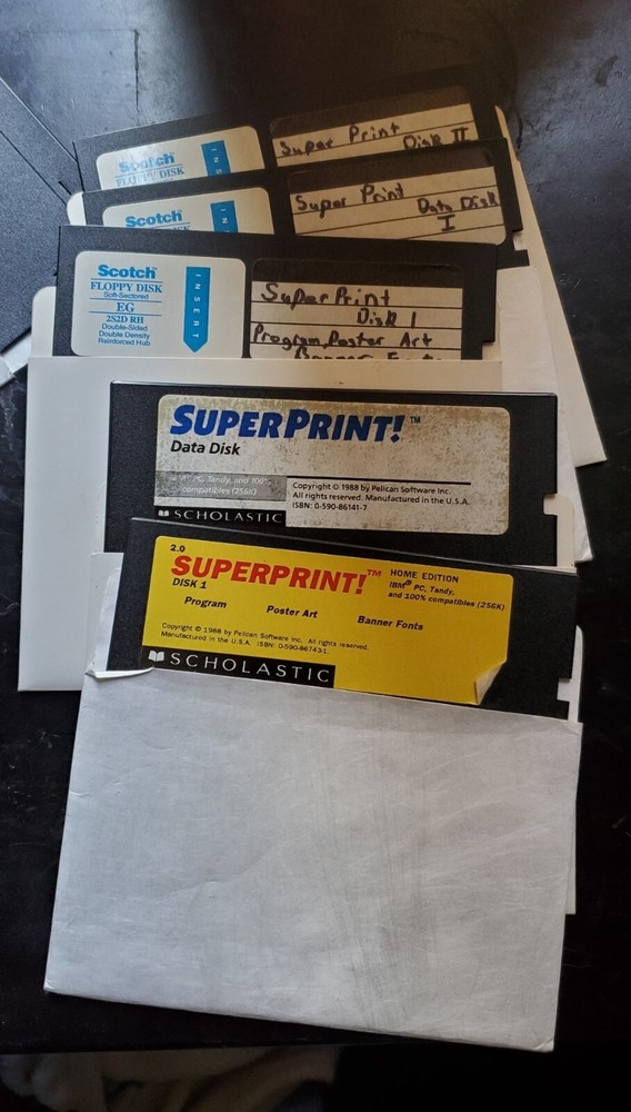 Super Print computer program Scholastic version 1988 all discs and manual