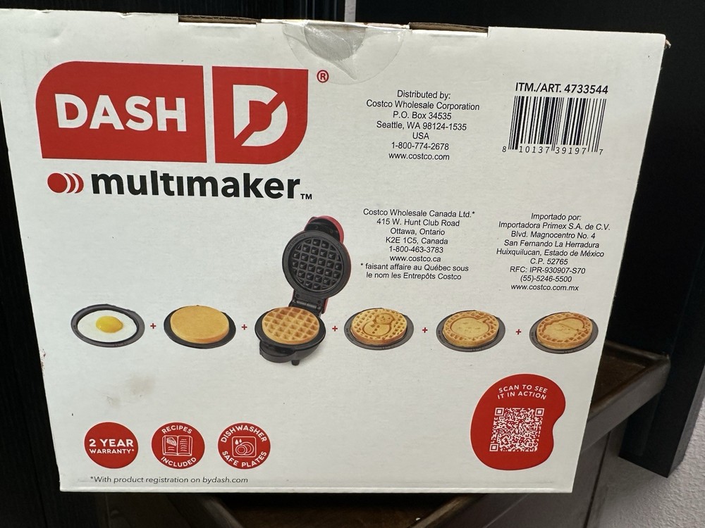 Dash MultiMaker™ Mini System Holiday Waffle Maker with 7 Removable Plates-NEW