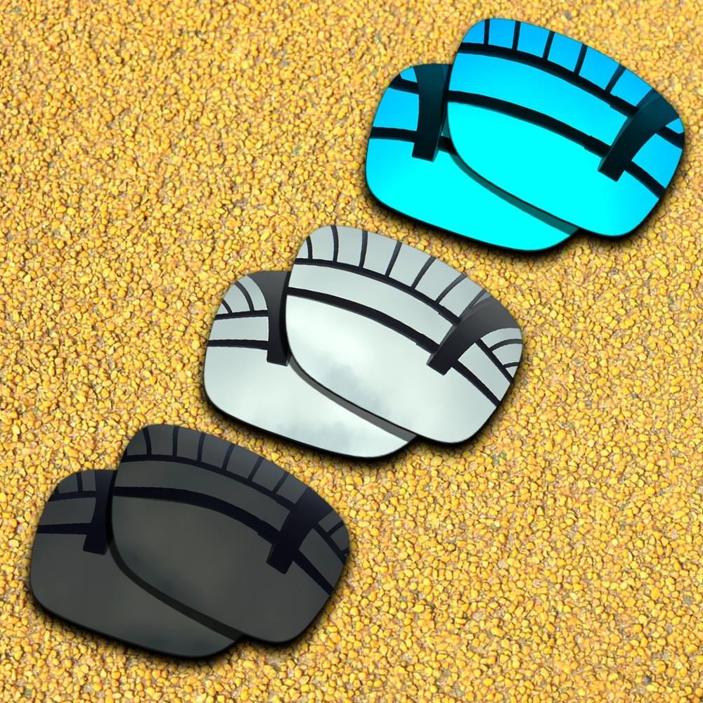 3 Pairs Lenses Replacement for-Oakley Ejector Polarized-Black&Silver&Blue