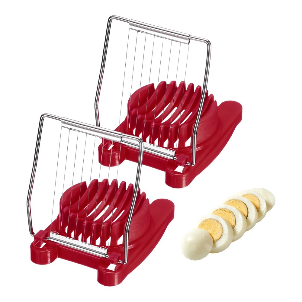 2 Pack Egg Slicer for Hard Boiled Eggs, Red