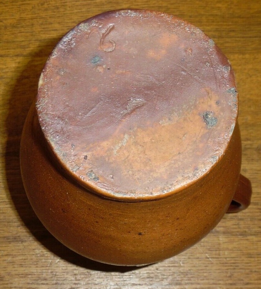 Old Deerx Belgium Redware / Stoneware PItcher - 9"
