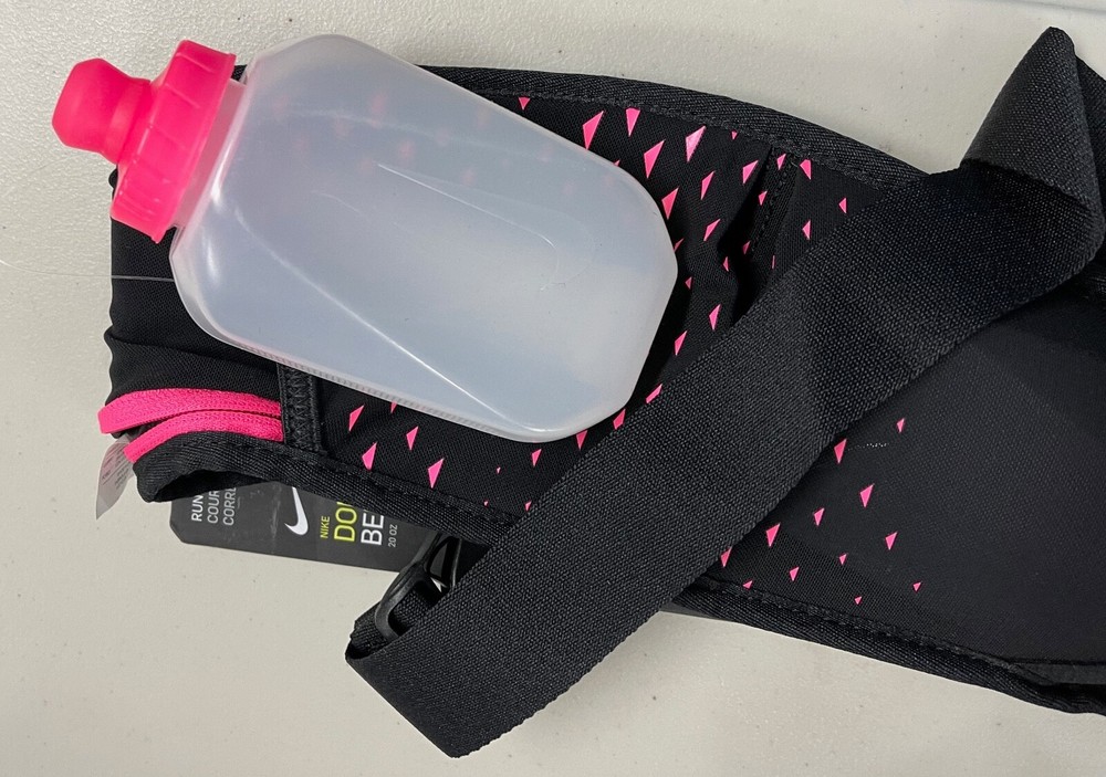 Nike Double Flask Pocket Running Belt (Black/Hyper Pink)