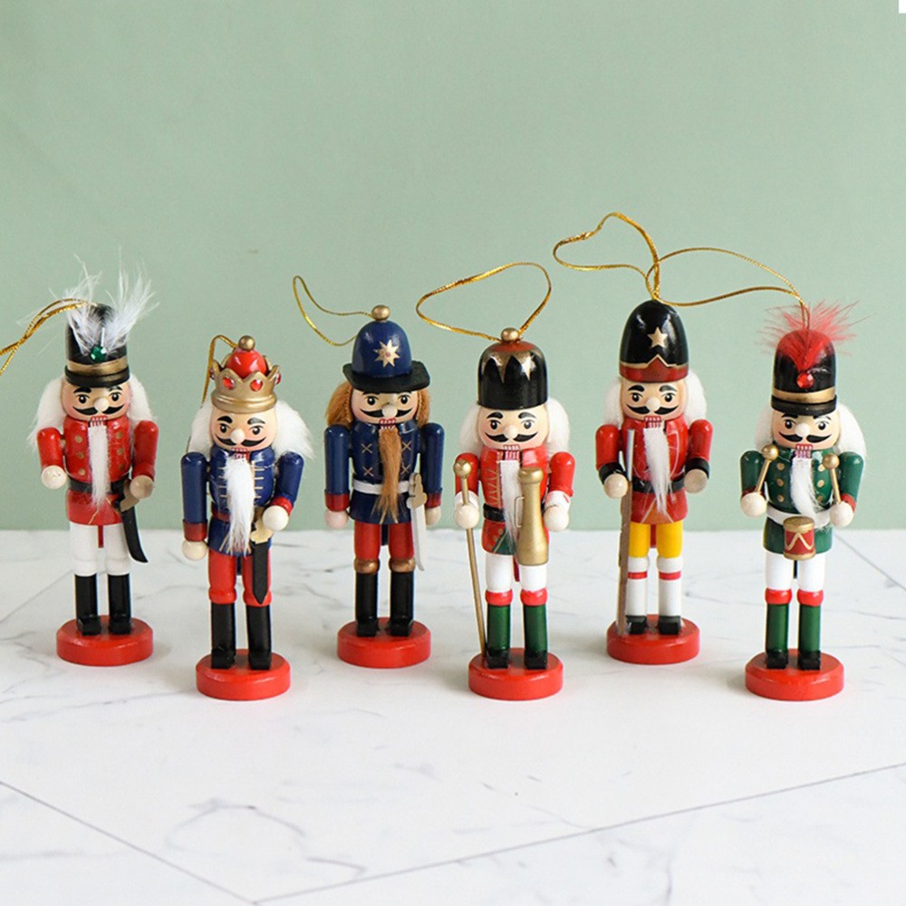6pcs Indoor Christmas Nutcracker Figures Xmas Tree Ornaments