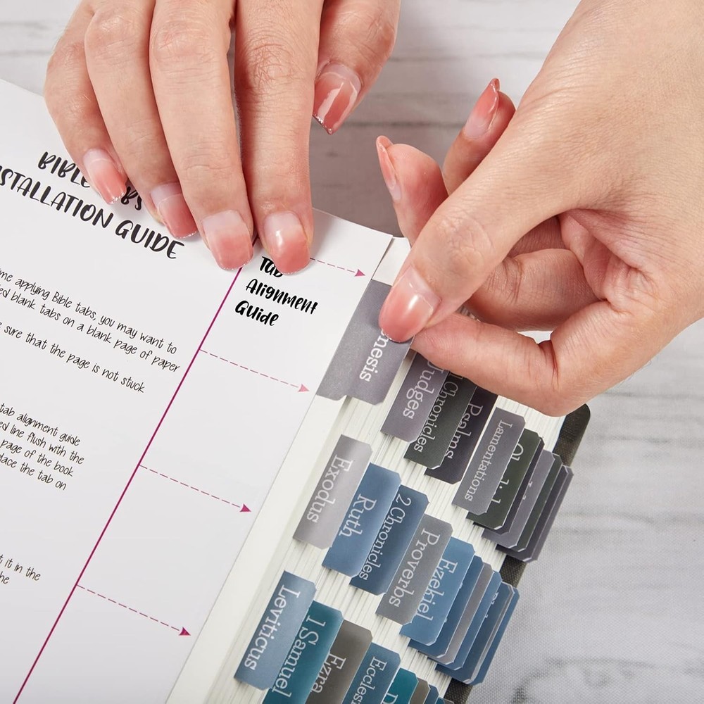 Laminated Bible Tabs Set with Positioning Guide - Perfect for Bible Study