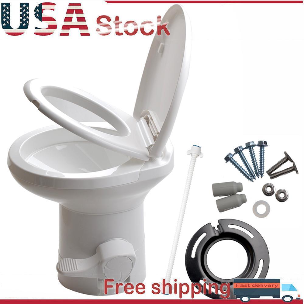 20" Gravity Flush Toilet RV Camper Foot Pedal Home Caravan Travel Camping