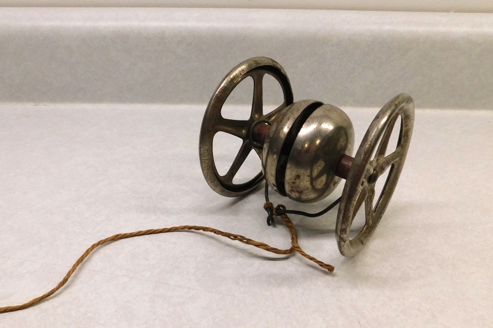 Vintage Steel Pull Toy, Wheels, Bell Ringing