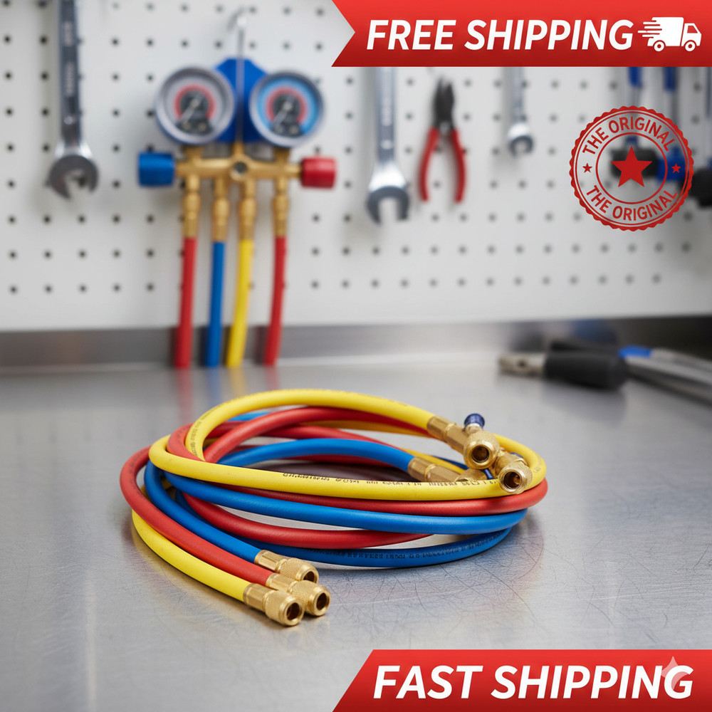 Yellow Jacket 29986 Plus II Charging Hose Set 72” – Compact Ball Valves
