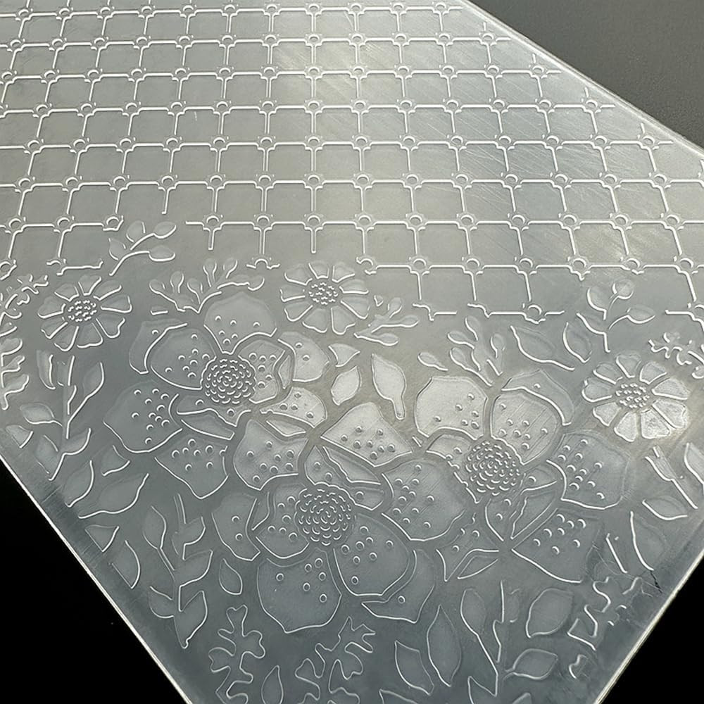 3D Plastic Embossing Folder Template Grid Rose Texture 5X7 Inch for Card Making