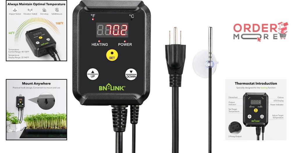 Listed Digital Heat Mat Controller for Reptiles & Seed Germination