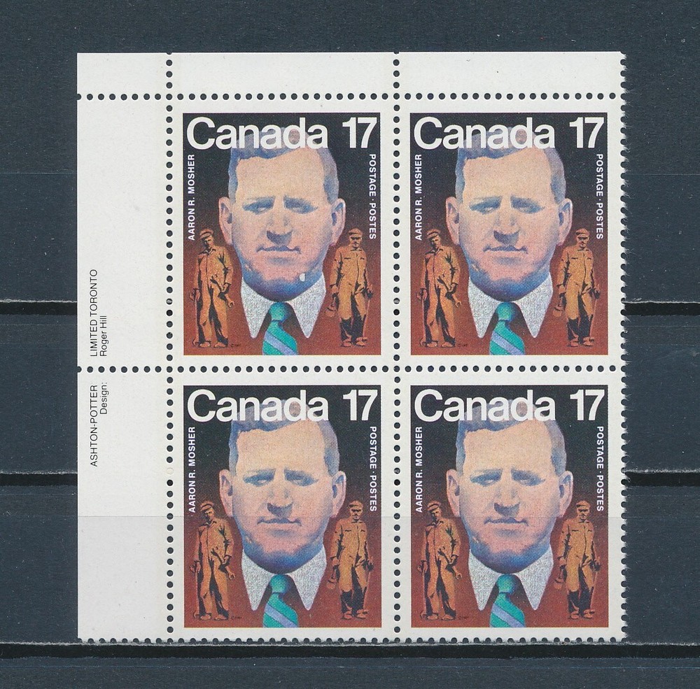 CANADA   899  MNH Inscription Block, Aaron Mosher, 1981