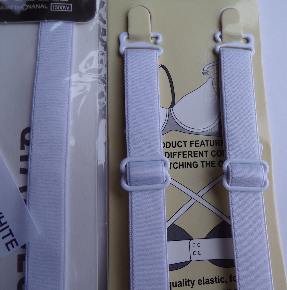 BRA STRAPS REPLACEMENTS - ADJUSTABLE - 1.2CM - WHITE - 2 PAIRS