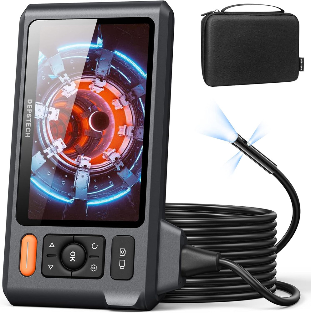 Triple Len Borescope Inspection Camera 5" IPS Screen Endoscope Camera with Light