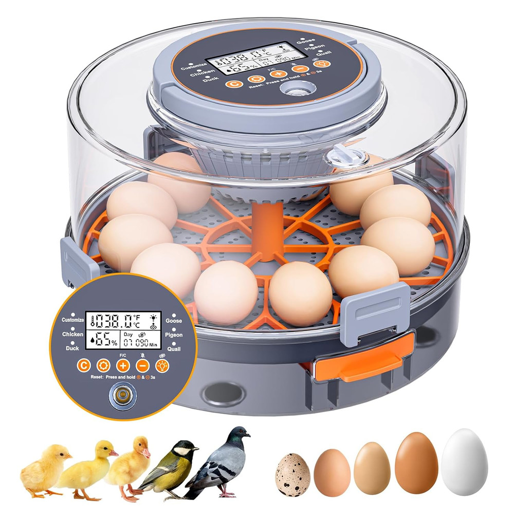 12 Egg Incubator, Incubator for Hatching Eggs, Automatic Turning,Temperature& Hu