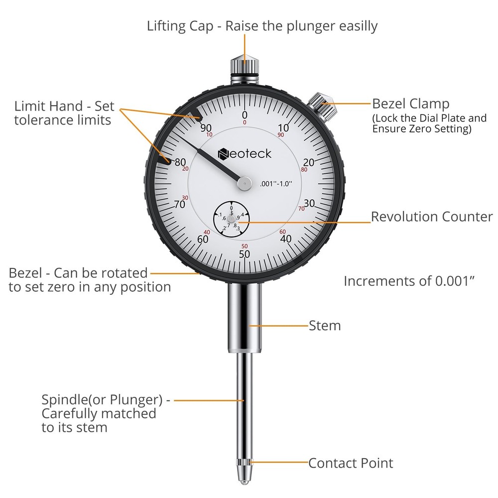 Neoteck 1'' Digital Indicator+ Dial Indicator Set