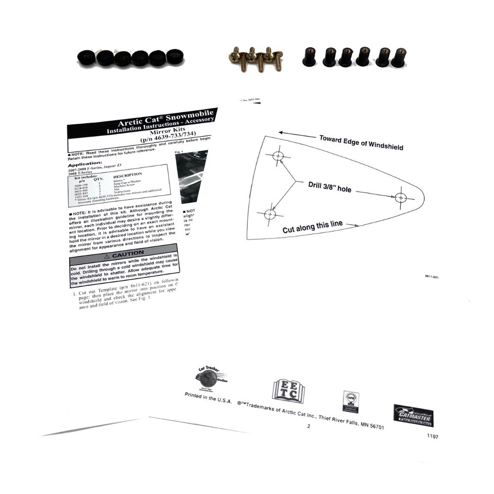 Arctic Cat * WINDSHIELD MIRROR (PAIR) * 6639-630 * Mid/High Windshields