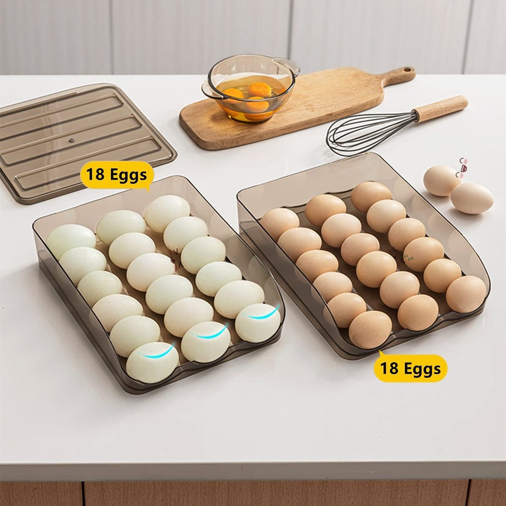 54 Grid Capacity Egg Holder for Refrigerator, Automatic Rolling Egg Storage R...