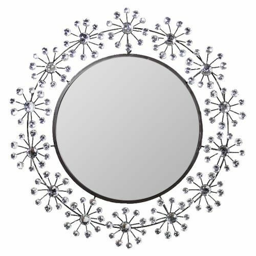 25.5" Decorative Wall Mirror Crystal - Wall Decor - Wall Mirror - Stone Mirror