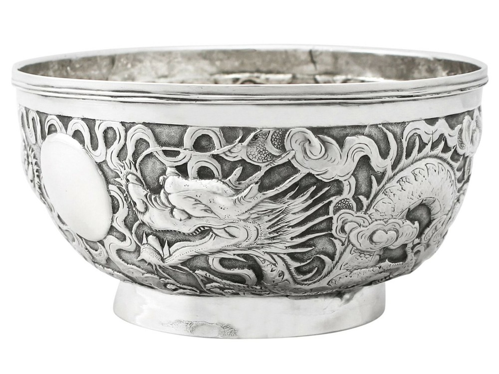 Chinese Export Silver Bowl Antique Circa 1890