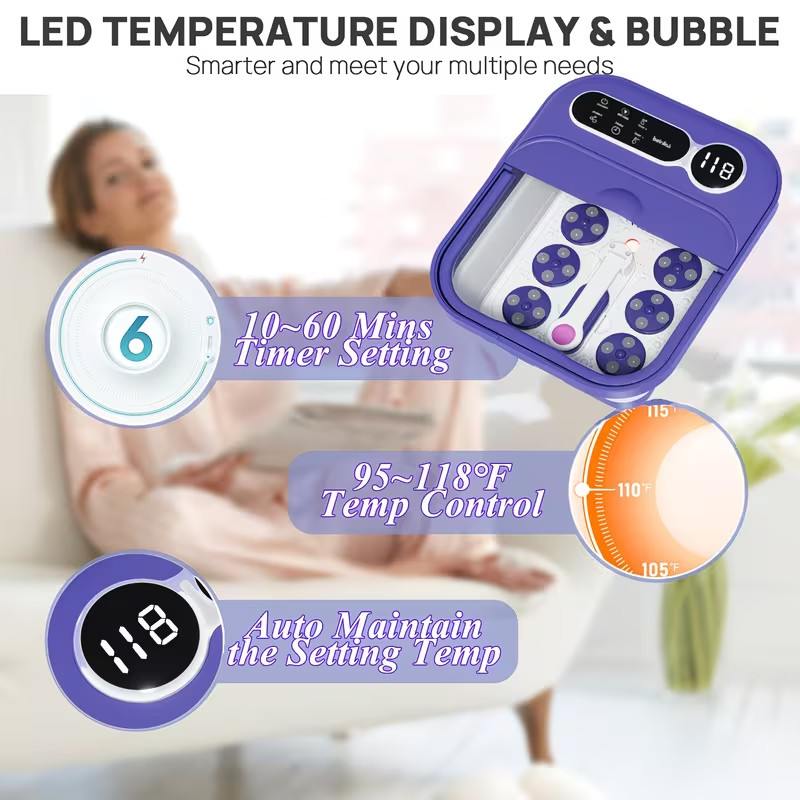 Heated Foot Spa Bath with Bubble Massage & Rollers - Relaxing Home Use