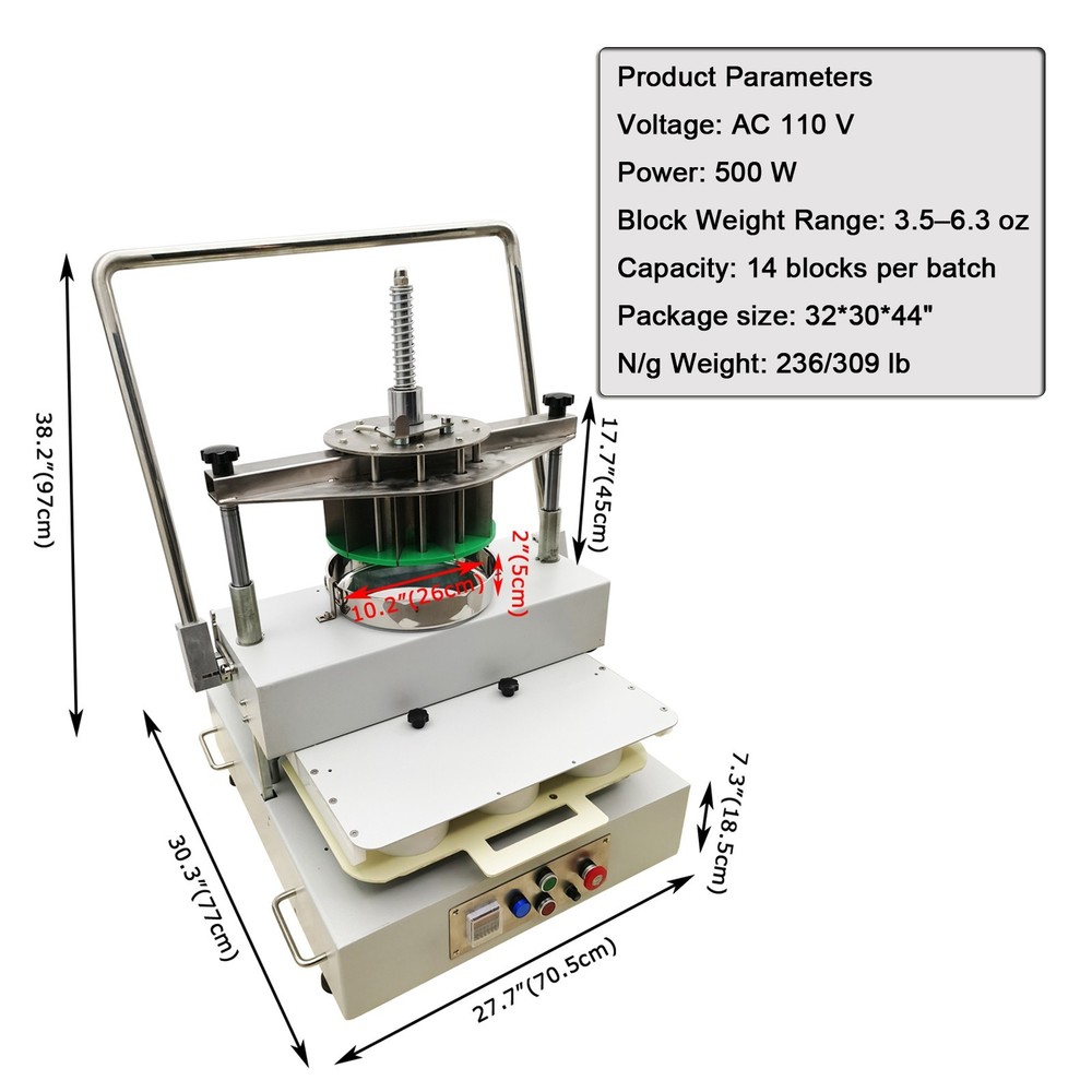 Tabletop Semi-Automatic Dough Divider & Rounder (110V, 500W, 14 Blocks)
