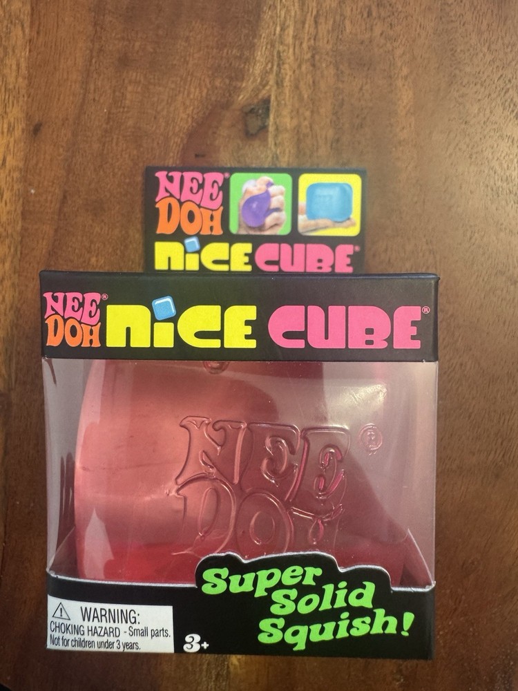 Schylling Nee Doh Super Solid Squish Red Squeeze Ball Maltose NIce cube