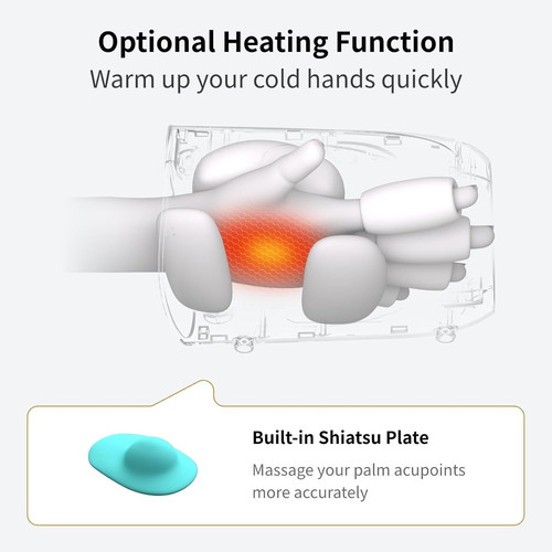 FIT KING Cordless Hand Massager with Compression & Heating, Fingers Wrap Blue