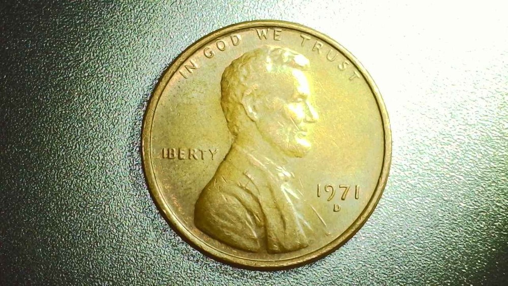 1971 D Lincoln Cent Very Faint/Missing L in LIBERTY Struck Thru Error